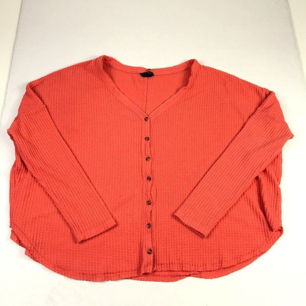 Out Front Under Urban Outfitters Waffle Knit Shirt Orange Loose Fit Top L Large